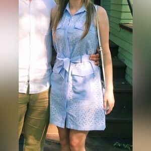 CeCe Light Blue Eyelet Mini Dress Cynthia Steffe